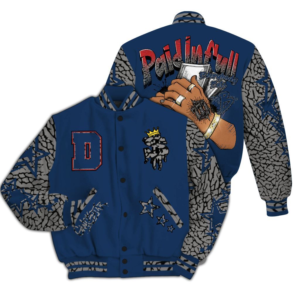 Varsity Jacket To Match SP Sport Royal 3s - Lucky Money Paid In Full Retro All Over Print