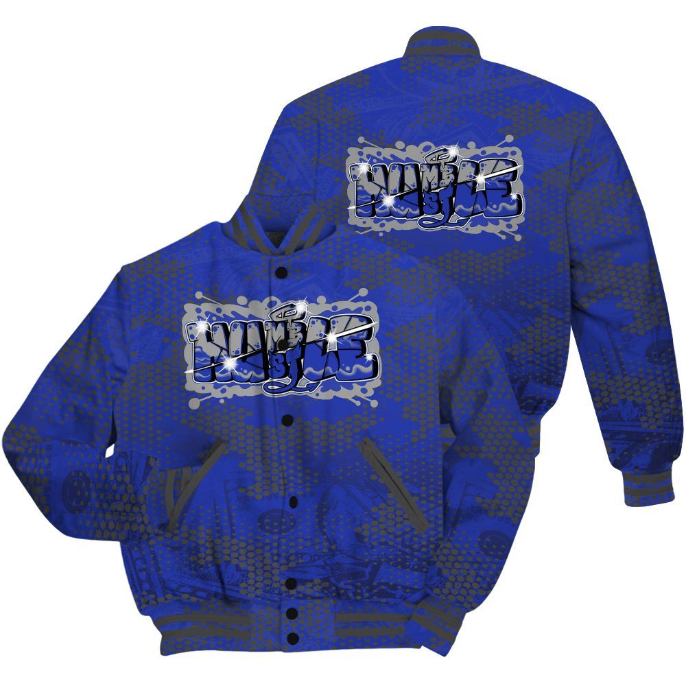 Varsity Jacket To Match Air Max Plus Black Racer Blue Shirt - Humbled Hustles Graphic Banknotes All Over Print