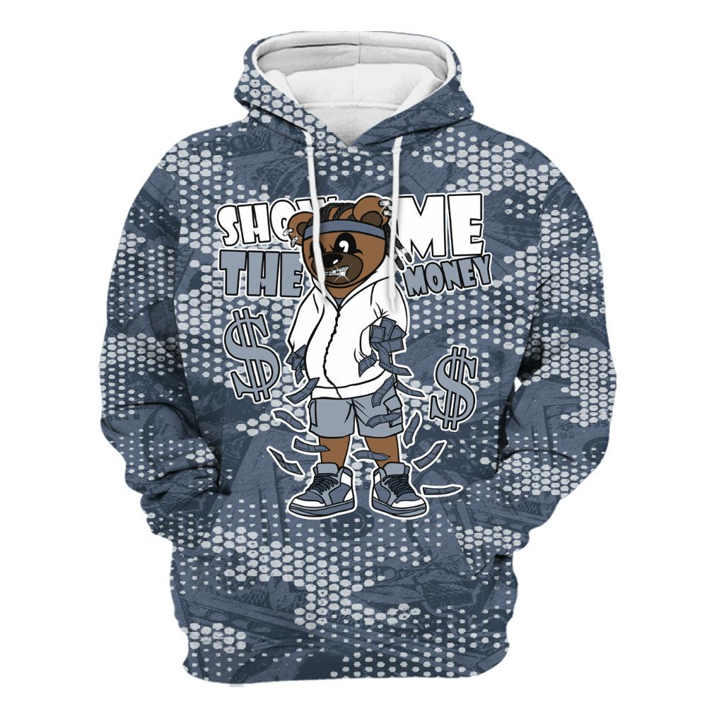 Hoodie To Match Low Diffused Blue 11s - Show Me Bear Banknotes Art All Over Print