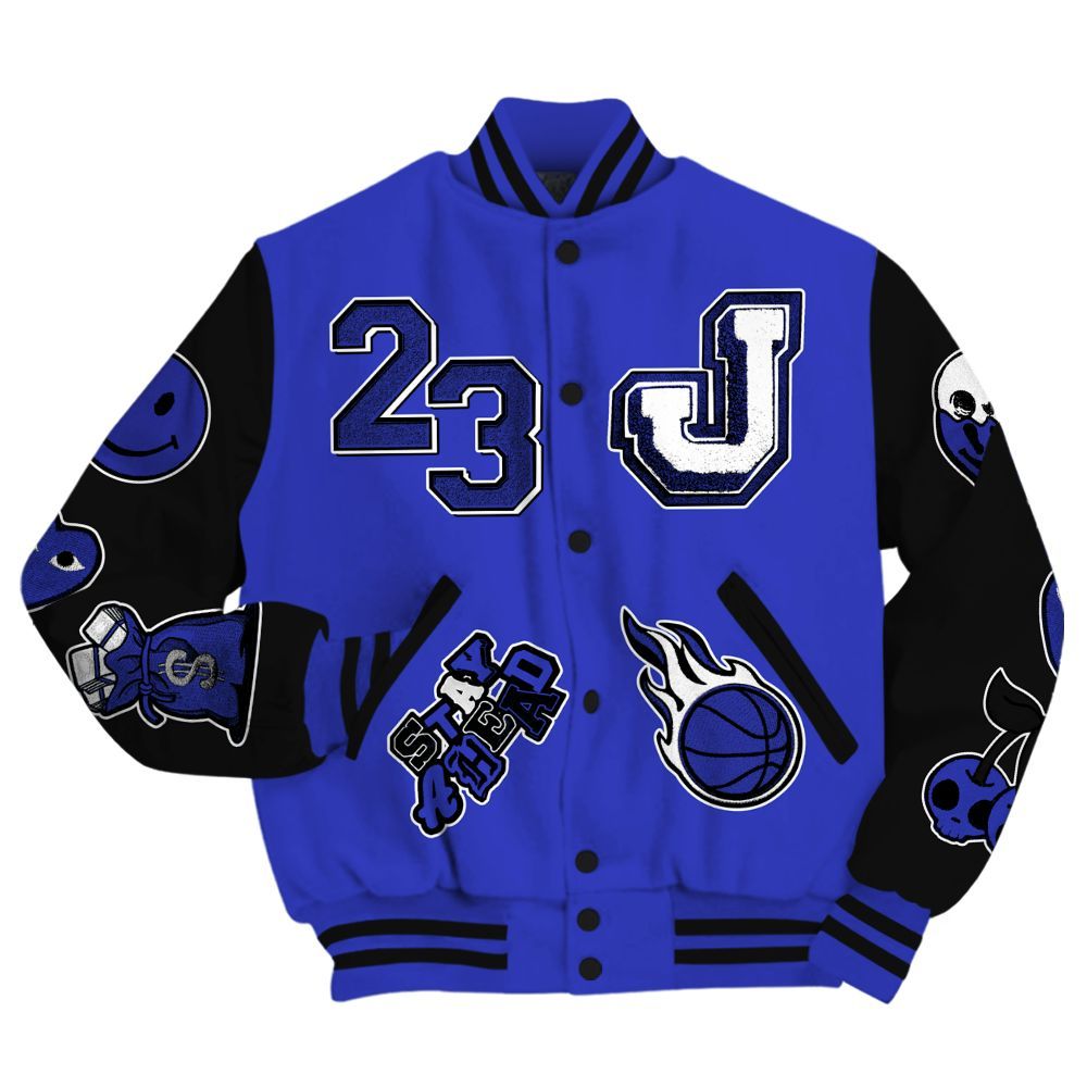 Varsity Jacket To Match Retro Black Concord 12s - Hustles Money Number 23 All Over Print