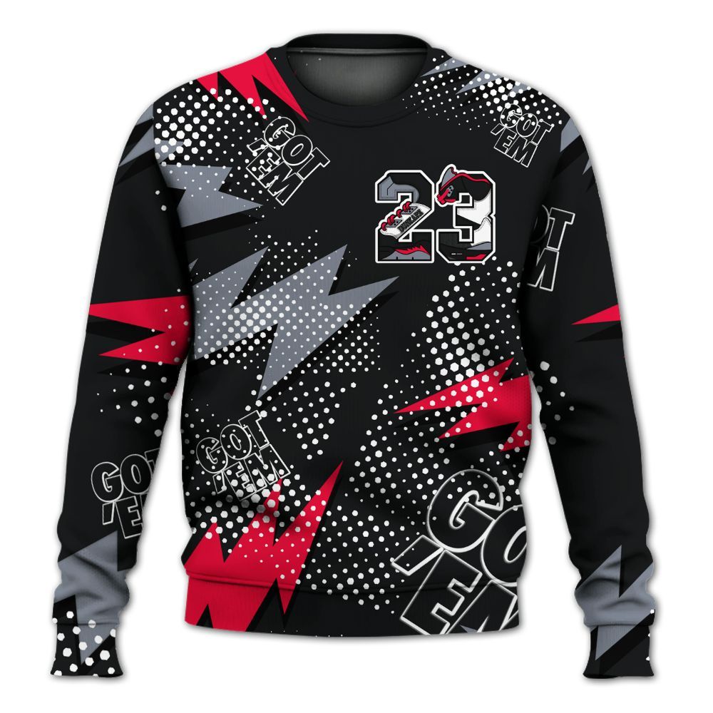 Sweatshirt To Match Mid Black Metallic 1s - Custom Name Number 23 5s All Over Print