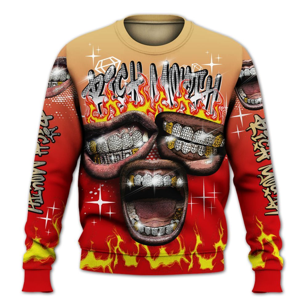 Sweatshirt To Match Ja 2 Halloween - Rich Mouth Fire Rap Retro 90s All Over Print