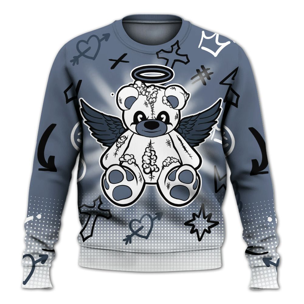Sweatshirt To Match Low Diffused Blue 11s - Gods Guides Me Bear Graphics All Over Print