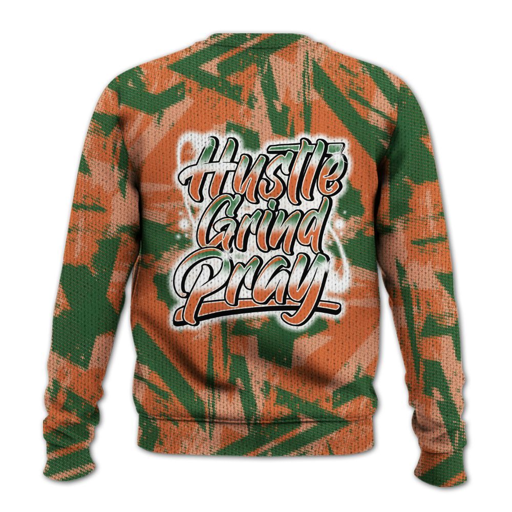 Knitted Sweater To Match Low Miami 5s - Hustles And Prayer Graphic Halftone