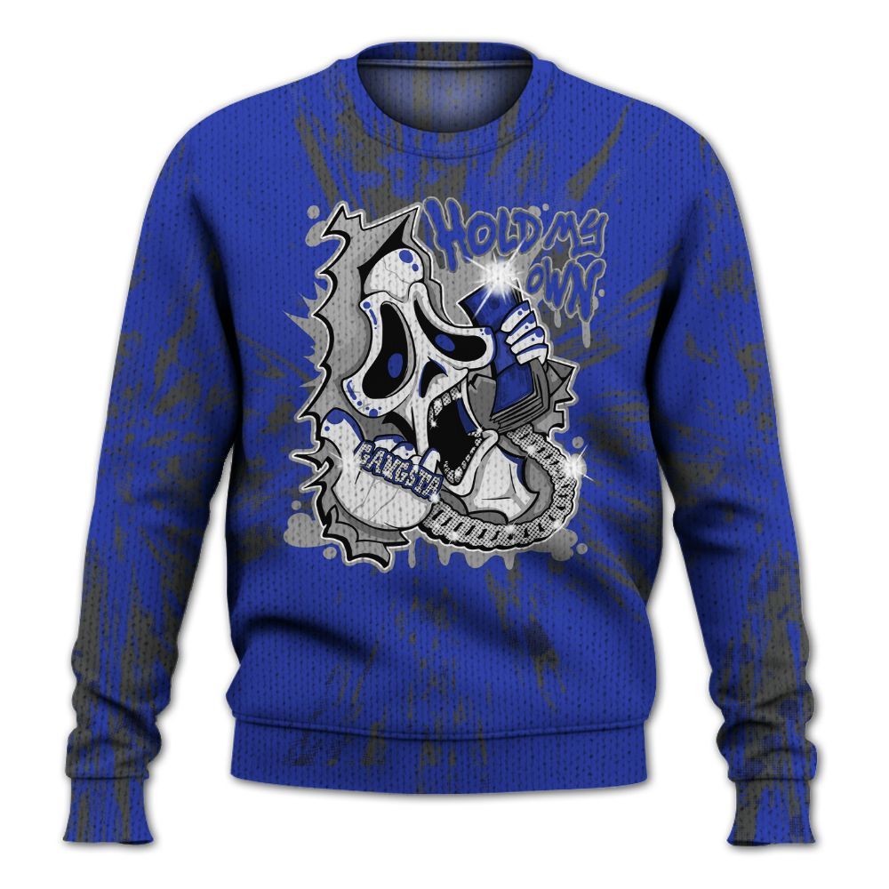 Knitted Sweater To Match Air Max Plus Black Racer Blue - Hold My Own Graphic Halloween