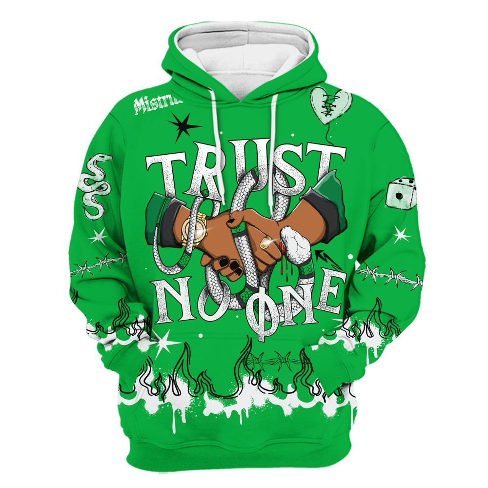Hoodie To Match Lucky Green 5s - Trust No One Snake-Bite Doodle Crayon All Over Print