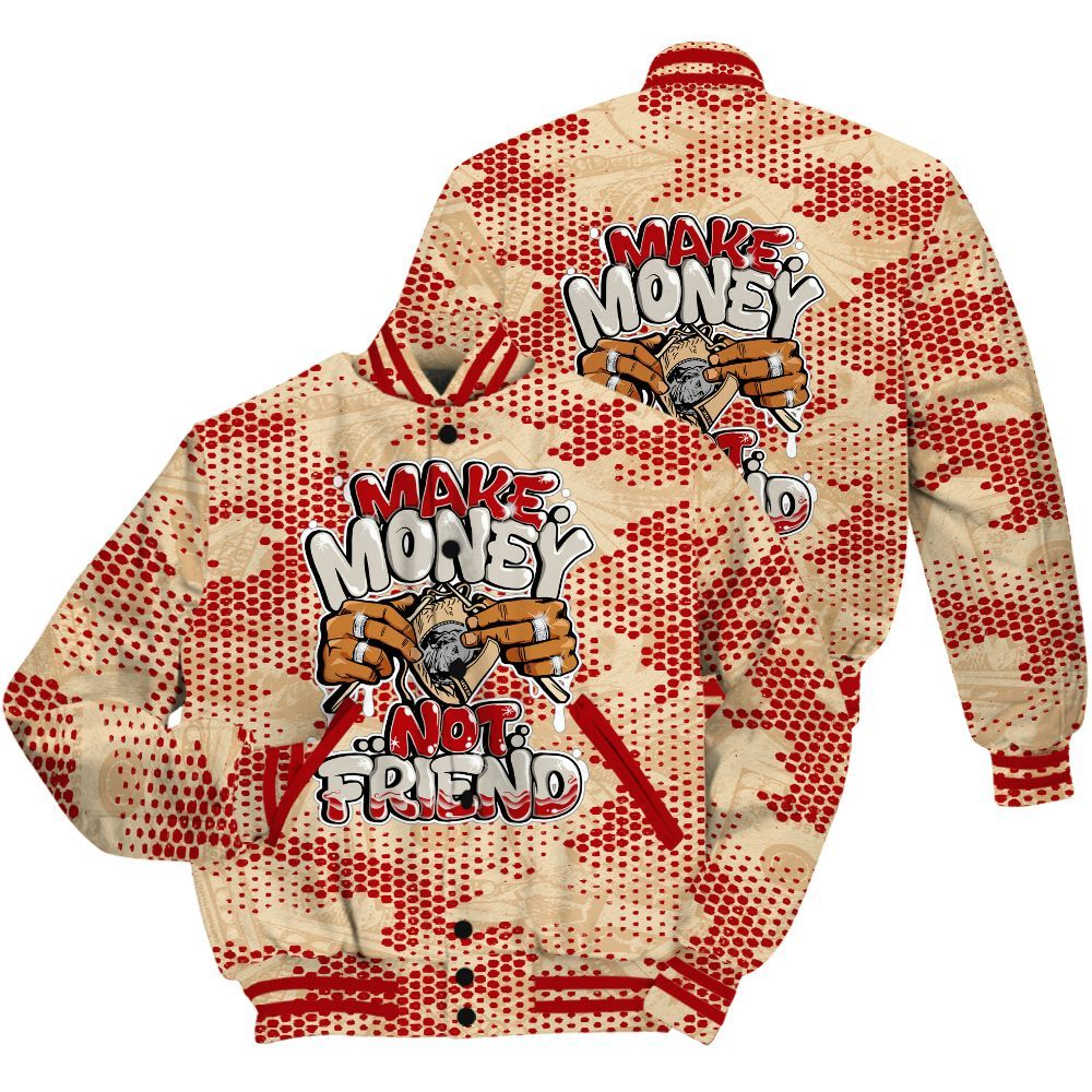 Varsity Jacket To Match Dunk Low Strawberry Waffle Shirt - Make Moneys Not Friend Graphic Banknotes All Over Print