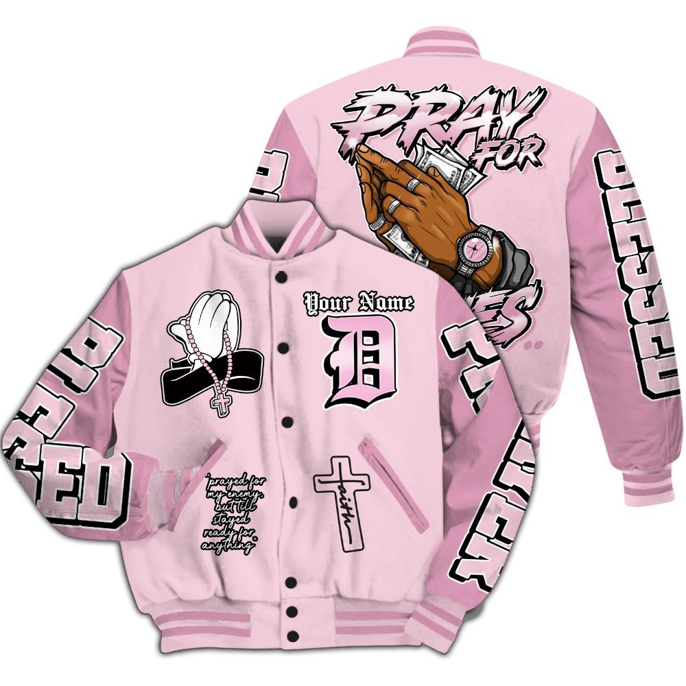 Varsity Jacket To Match Orchid 4s - Prayed For Enemies Graphic Custom Name All Over Print