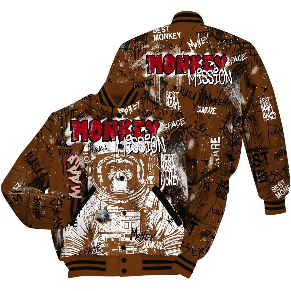 Varsity Jacket To Match Archaeo Brown 5s Shirt, Monkey Misson Space All Over Print