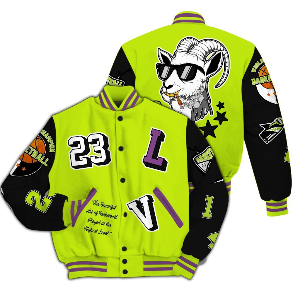 Varsity Jacket To Match GS Black Barely Volt 11s - The GOAT Got Em All Over Print