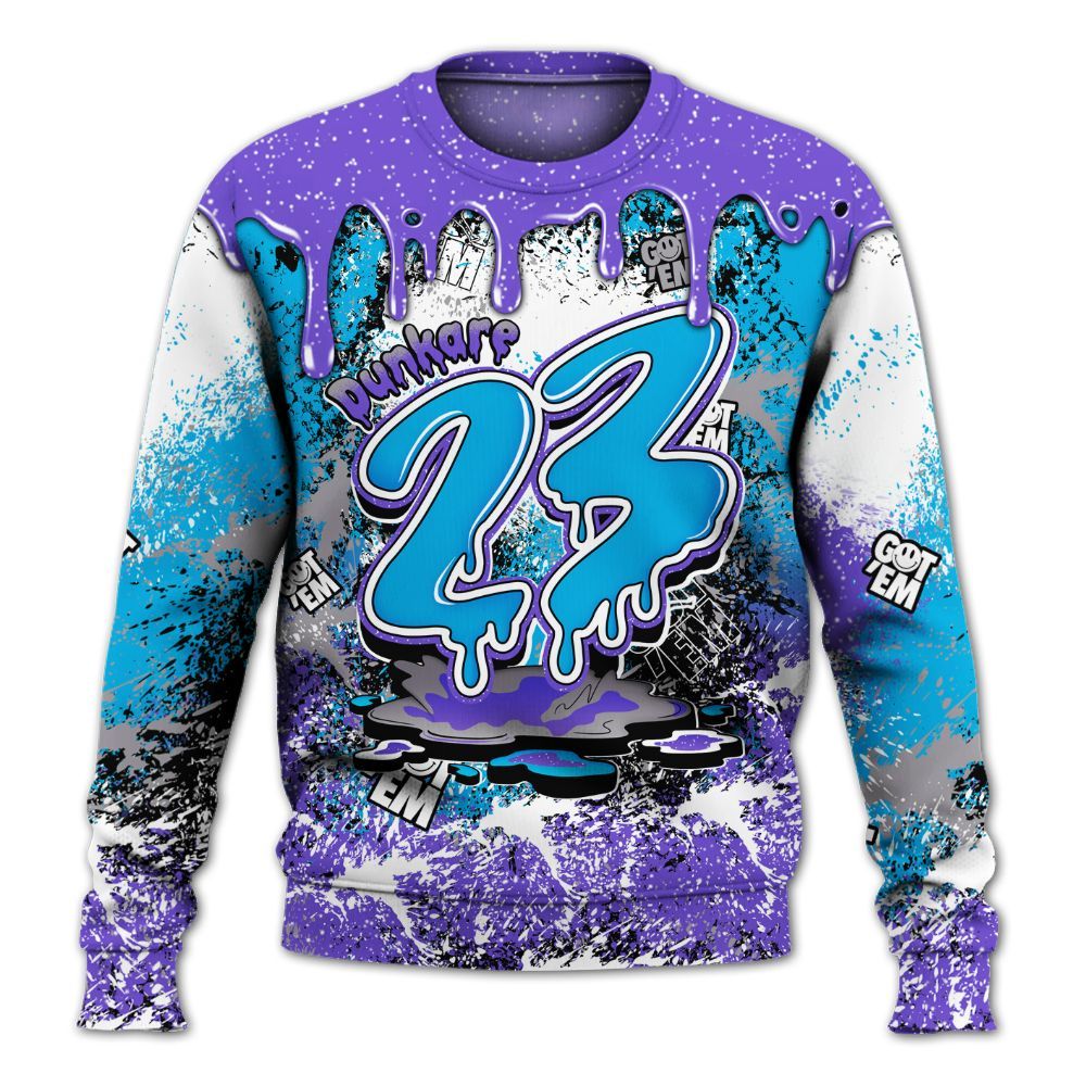 Sweatshirt To Match Retro Aqua 8s - Dripping 23 Drip All Over Print