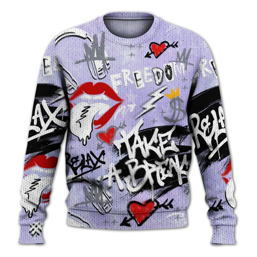 Knitted Sweater To Match Zen Master 4s - Take Break Freedom Graffiti Streetwear