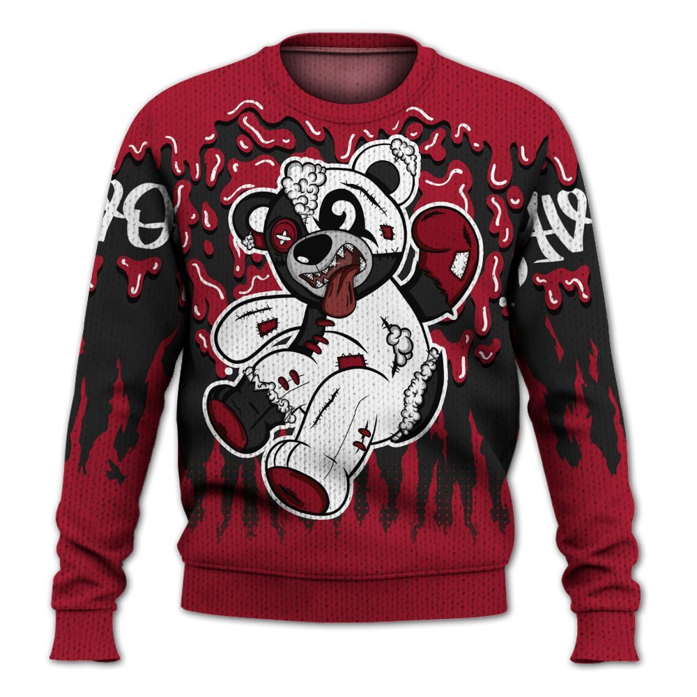 Knitted Sweater To Match High OG Black Toe Reimagined 1s - Havok Bear Dripping