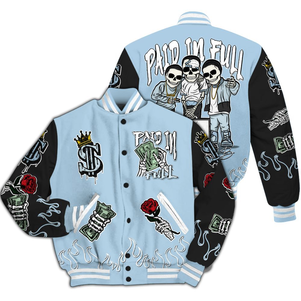 Varsity Jacket To Match Foamposite One Psychic Blue - Everybody Paid In All Over Print