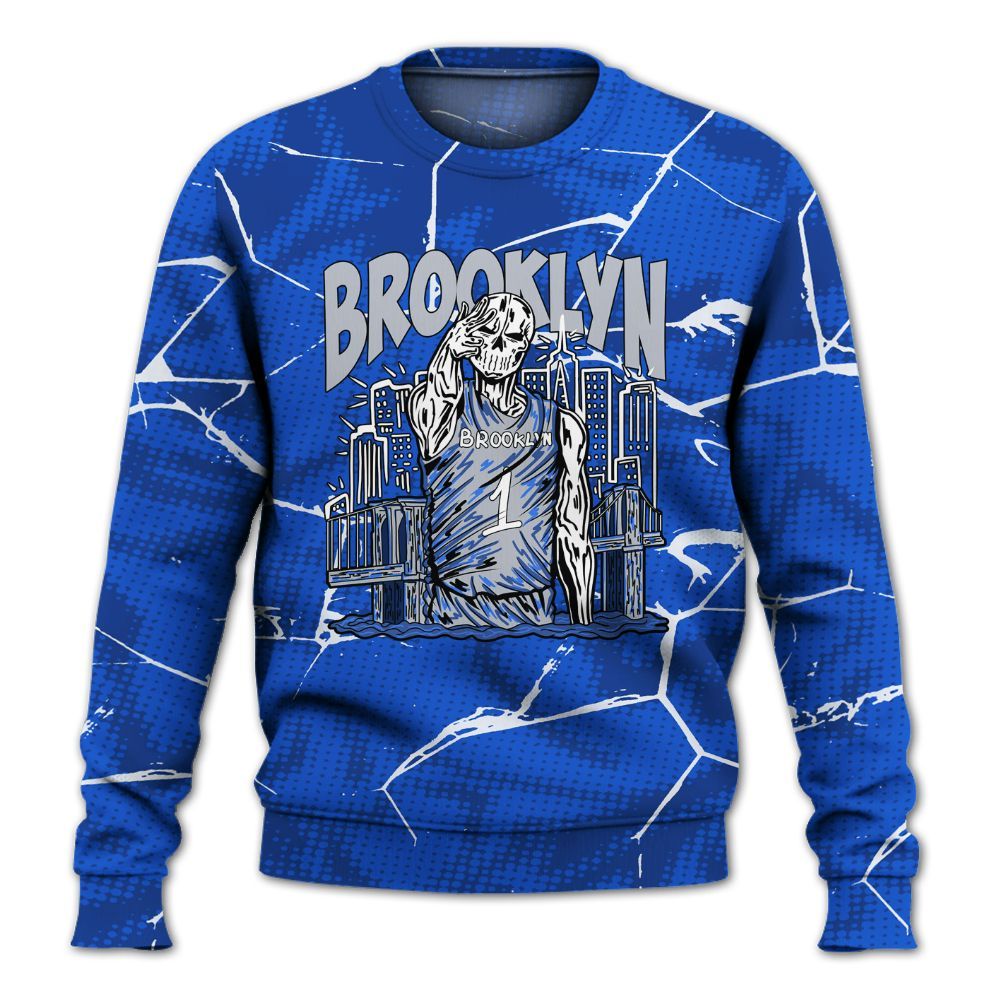 Sweatshirt To Match Air Foamposite One Royal - Brooklyn's Skeleton Crack All Over Print