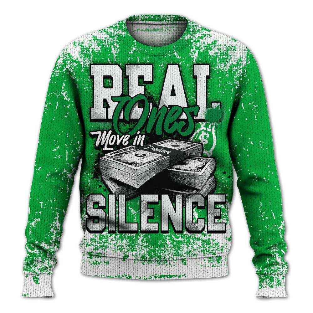 Knitted Sweater To Match Lucky Green 5s - Move In Silence Money Street Retro