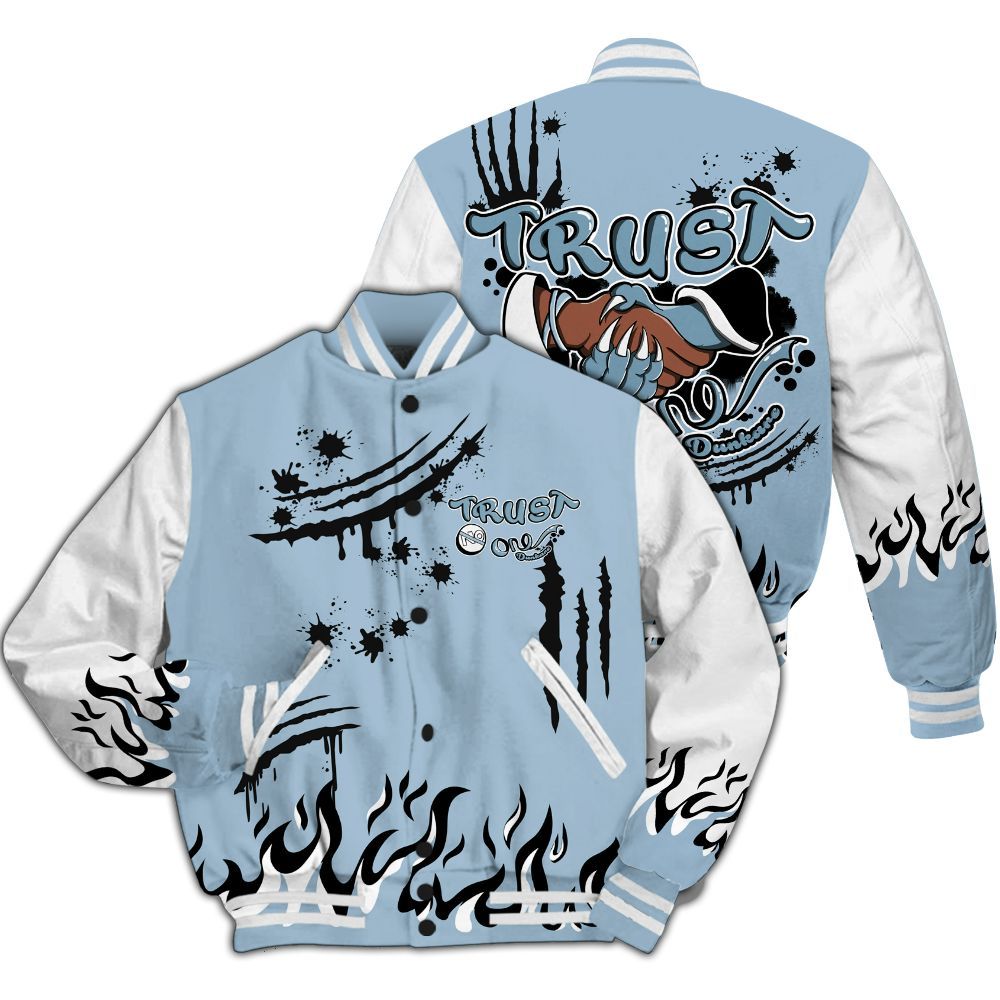 Varsity Jacket To Match Mid Ice Blue 1s - Graphic Trust No One All Over Print