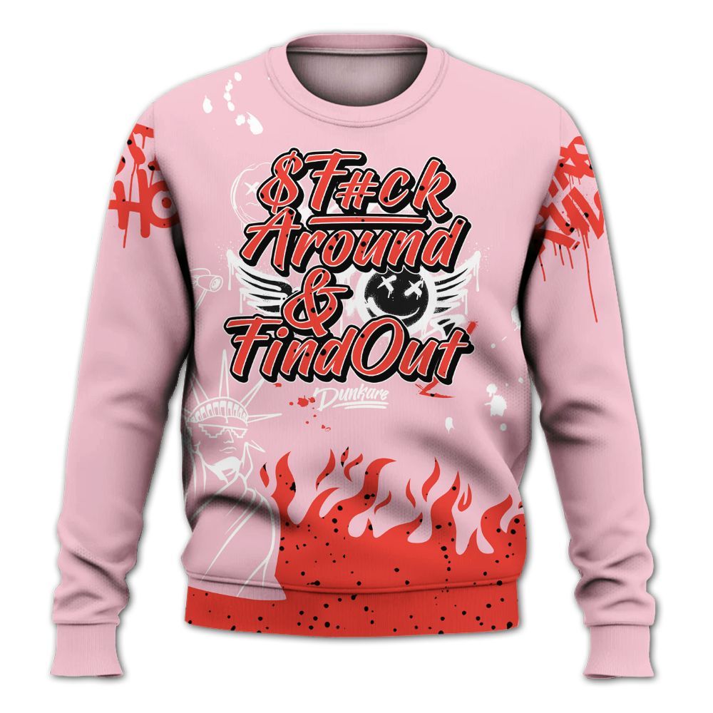 Sweatshirt To Match Retro Awake Arctic Pink - Graphic Fck Around Find Out All Over Print