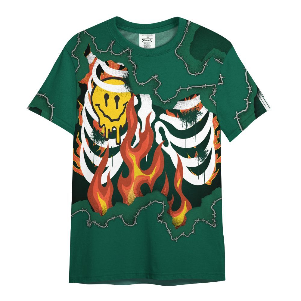 Shirt To Match Oxidized Green 4s - Skeleton On Fire Skrrt All Over Print