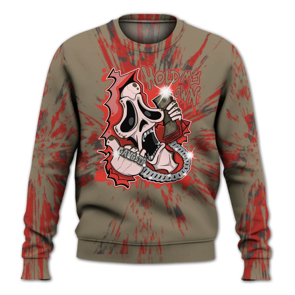 Sweatshirt To Match Olive 9s - Hold My Own Graphic Halloween All Over Print