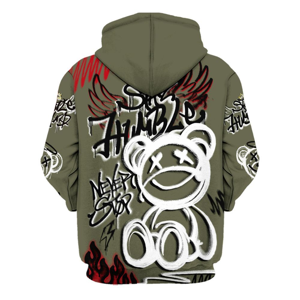 Hoodie To Match Low OG Medium Olive 1s - Humble Drip Streetwear Graffity All Over Print