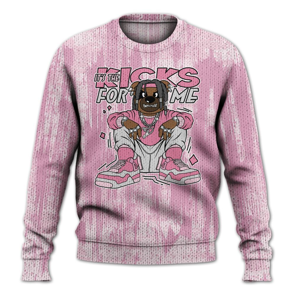 Knitted Sweater To Match Orchid 4s - Sneakers Bear Glitch Art