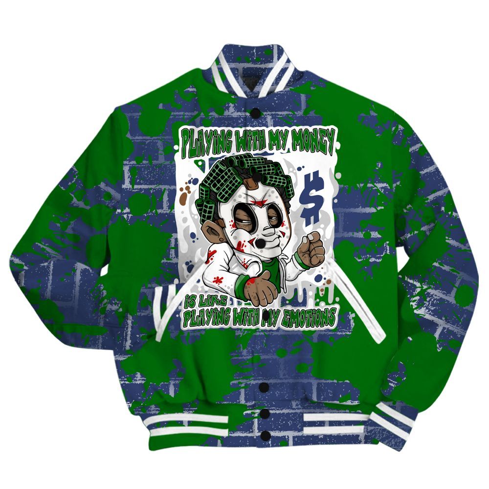 Varsity Jacket To Match Midnight Navy 13s Shirt - Playing With My Money Graphic Halloween All Over Print