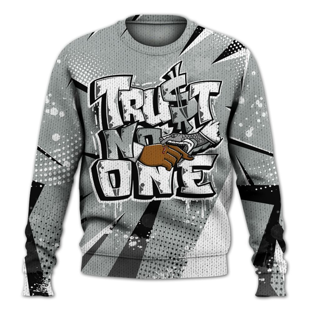Knitted Sweater To Match Dunk Low White Light Smoke Grey - Poly Trust No One Dripping
