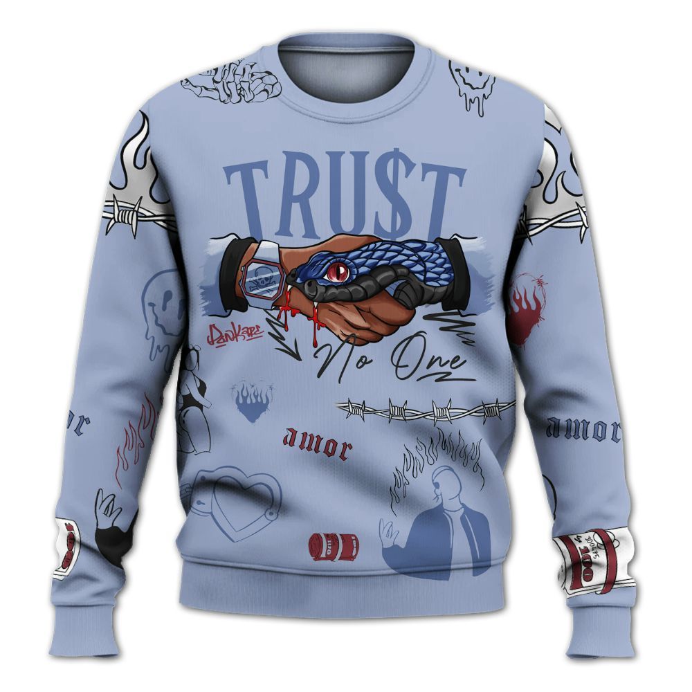 Sweatshirt To Match Black Metallic 5s - Snake Trust No One All Over Print