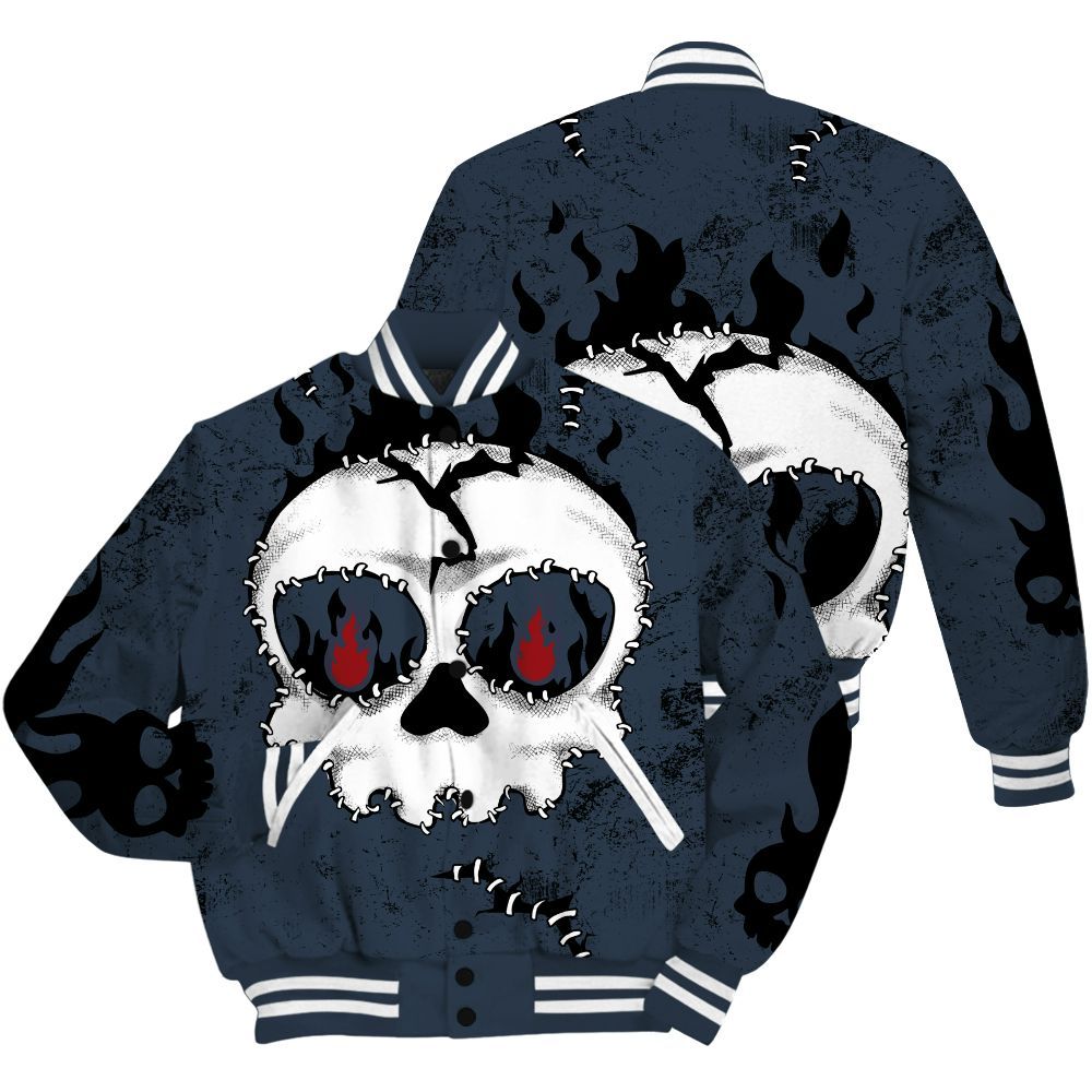 Varsity Jacket To Match Retro Olympic 6s Shirt, Cracked Skull Stitches All Over Print
