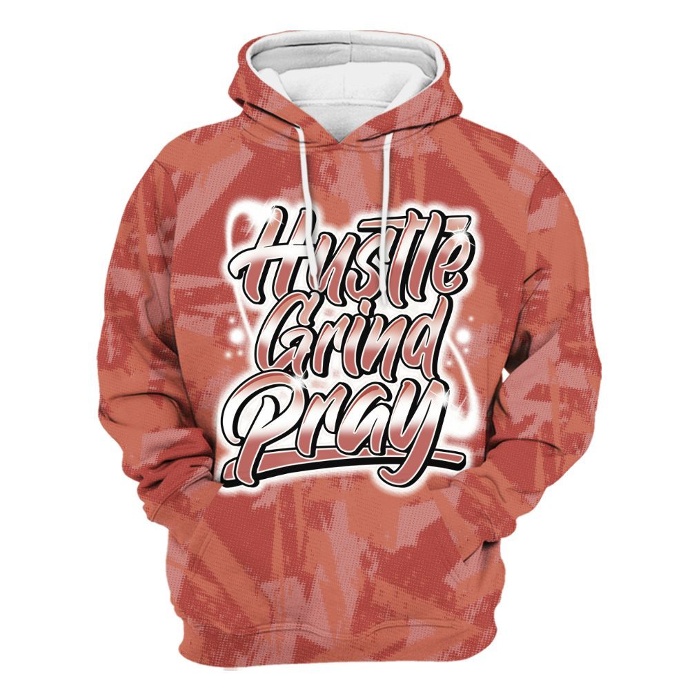 Hoodie To Match Dune Red 13s - Hustles And Prayer Graphic Halftone All Over Print