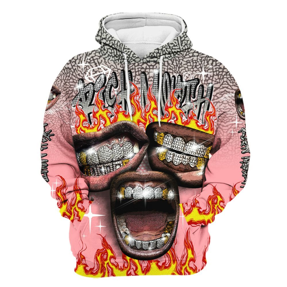 Hoodie To Match Retro Wings 3s - Rich Mouth Fire Rap Retro 90s All Over Print