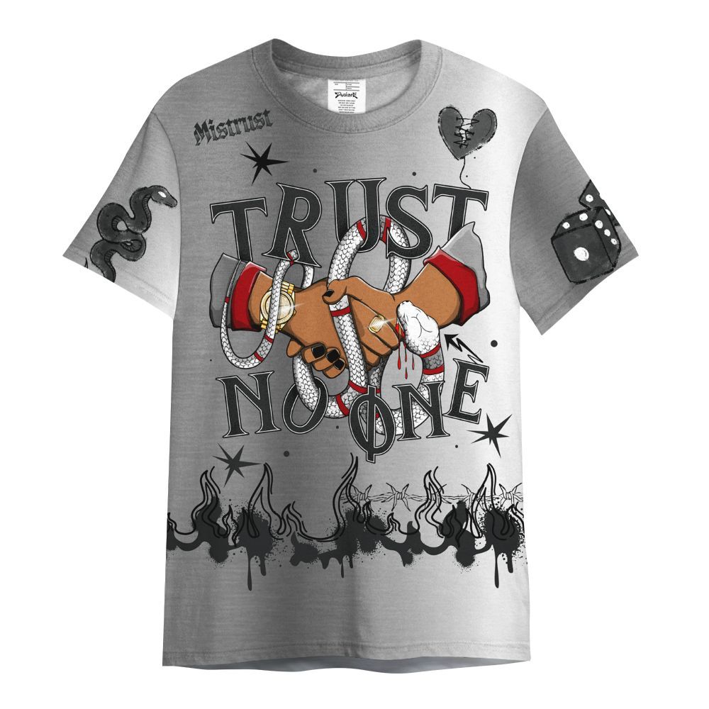 Shirt To Match Metallic Silver 14s - Trust No One Snake-Bite Doodle Crayon All Over Print