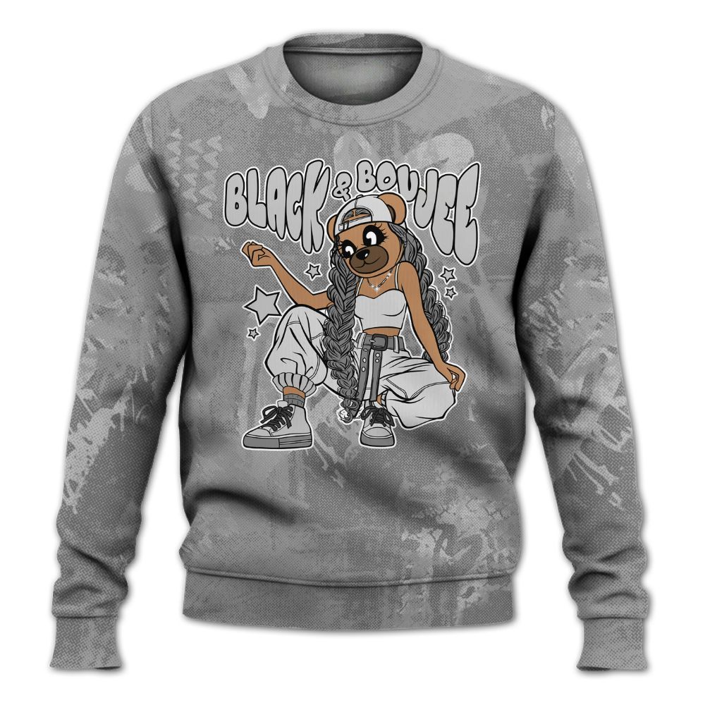 Sweatshirt To Match Black Wolf Grey 12s - Boujee Girls Bear Heart Grunge All Over Print