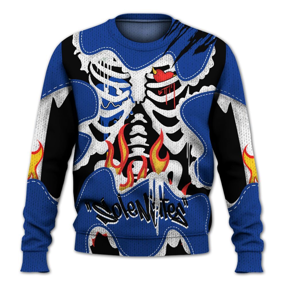 Knitted Sweater To Match Air Foamposite One Royal - Skeleton Burning Heart Drip