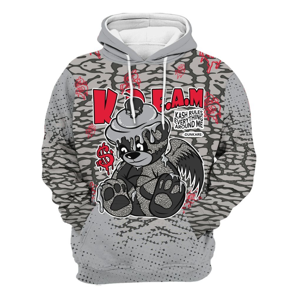 Hoodie To Match Black Cement 3s - Loot Bear Unique Drip All Over Print