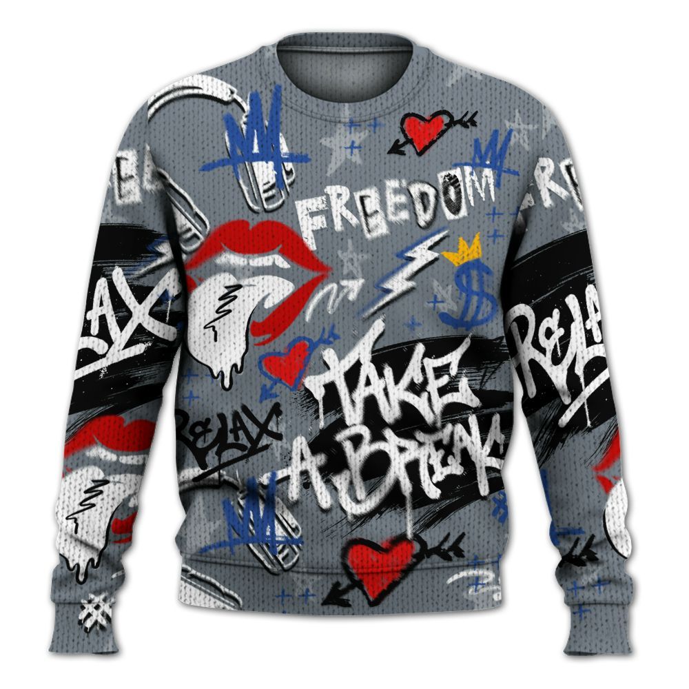Knitted Sweater To Match RS-X GS League - Take Break Freedom Graffiti Streetwear