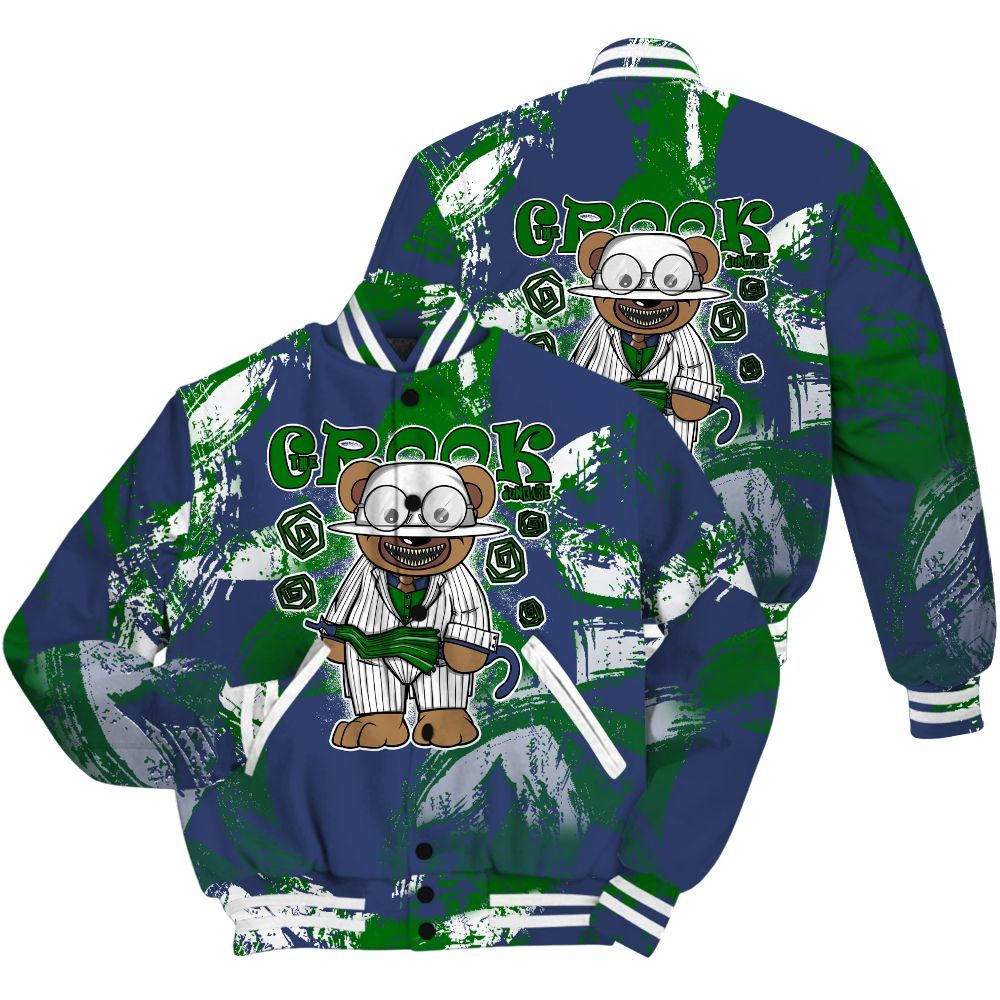 Varsity Jacket To Match Midnight Navy 13s Shirt - Swindler Bear Circle Slpash All Over Print