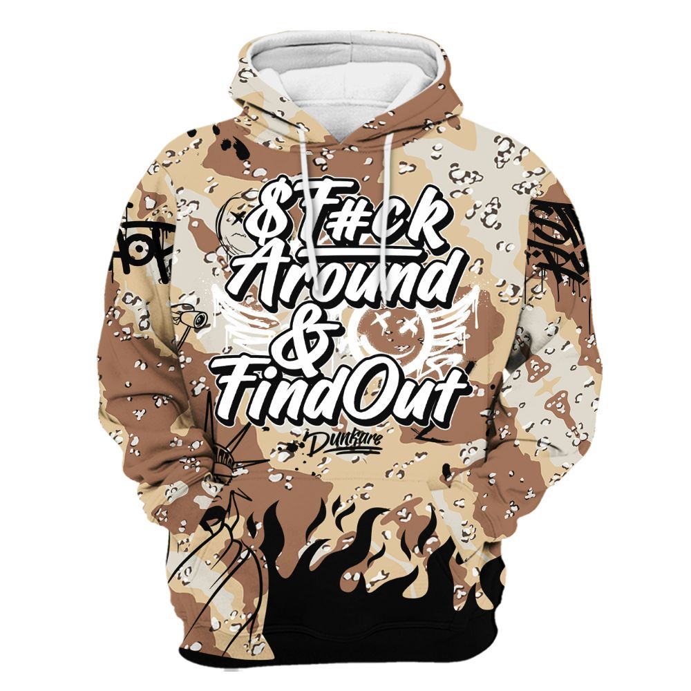 Hoodie To Match Desert Camo 3s - Graphic Fck Around Find Out All Over Print