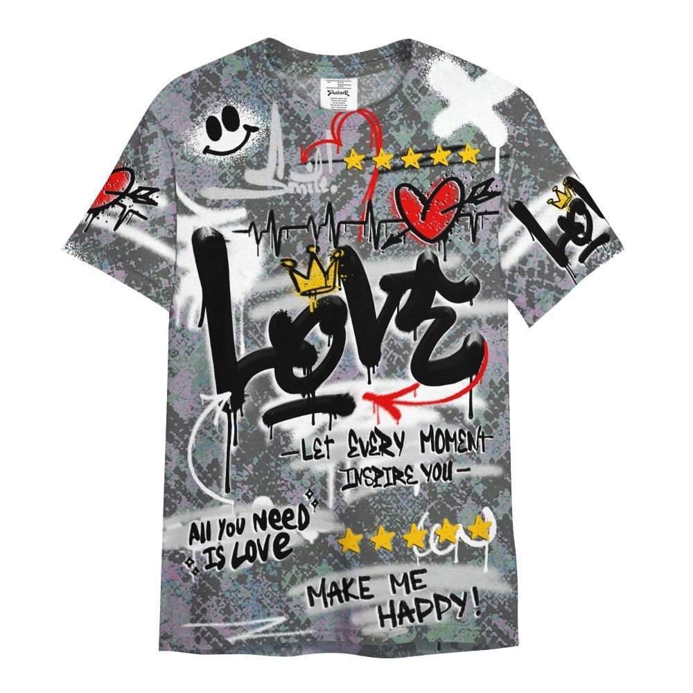 Shirt To Match Low CNY Year Of The Snake 11s - Happy Love Beats Graffiti Streetwear All Over Print