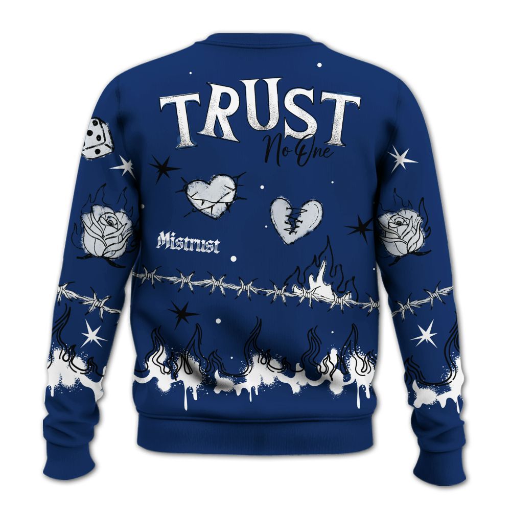 Sweatshirt To Match High OG Deep Royal Blue 1s - Trust No One Snake-Bite Doodle Crayon All Over Print