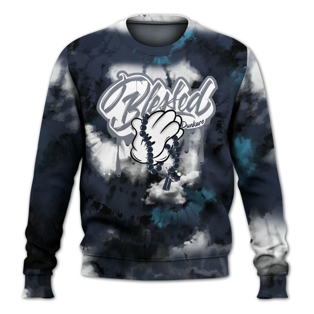 Sweatshirt To Match Retro Obsidian 13s - God Blessed Tie Dye All Over Print
