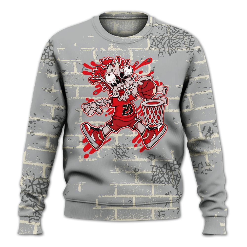 Sweatshirt To Match Cement Grey 3s - 85's Dunks Graphic Halloween All Over Print