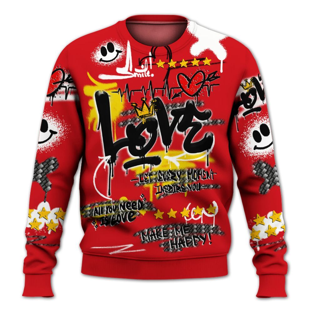 Sweatshirt To Match Ferrari 14s - Happy Love Beats Graffiti All Over Print