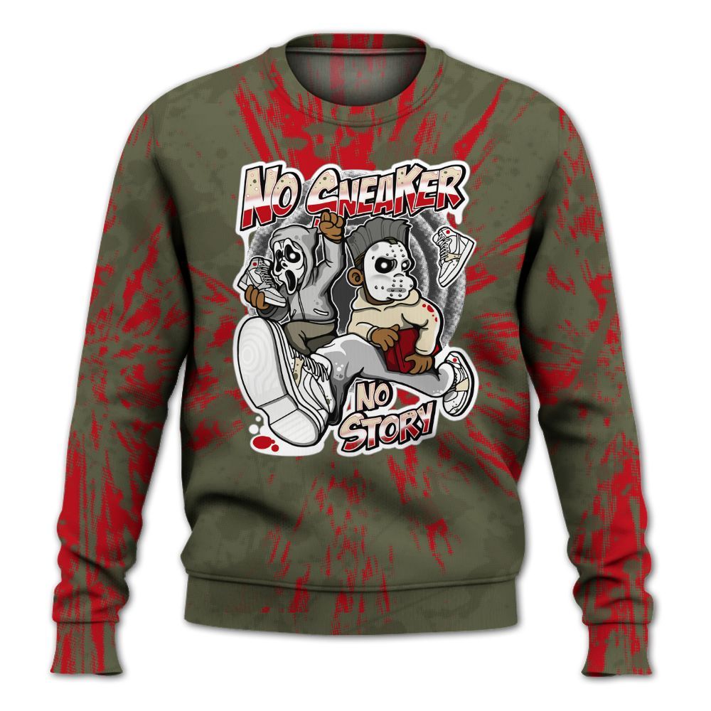 Sweatshirt To Match Travis Scott Low OG Medium Olive 1s - Sneakers Make Story Graphic Luxury All Over Print