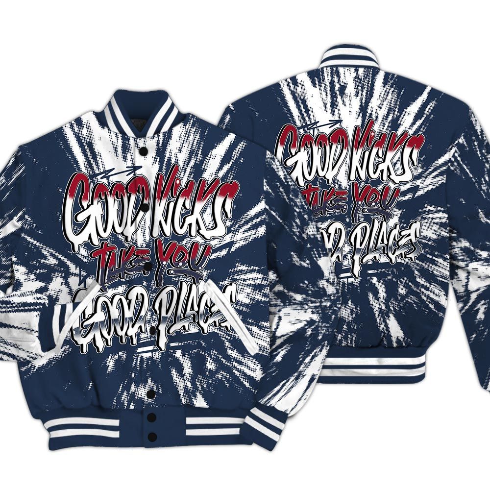 Varsity Jacket To Match Navy Blue 2024 6s - Good Kick Good Places Luxury Varsity Jacket Unisex