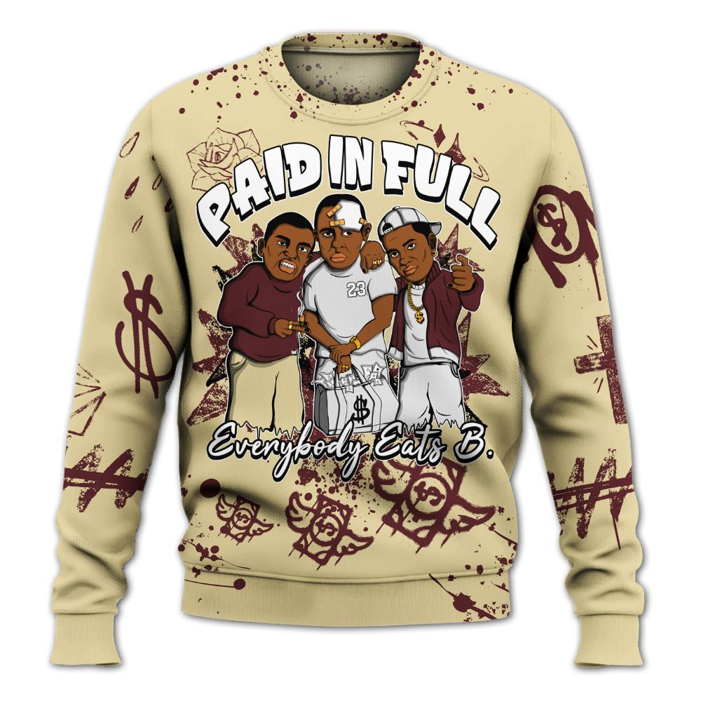 Sweatshirt To Match Women Phantom 12s - Everybody Paid In Full Crayon All Over Print