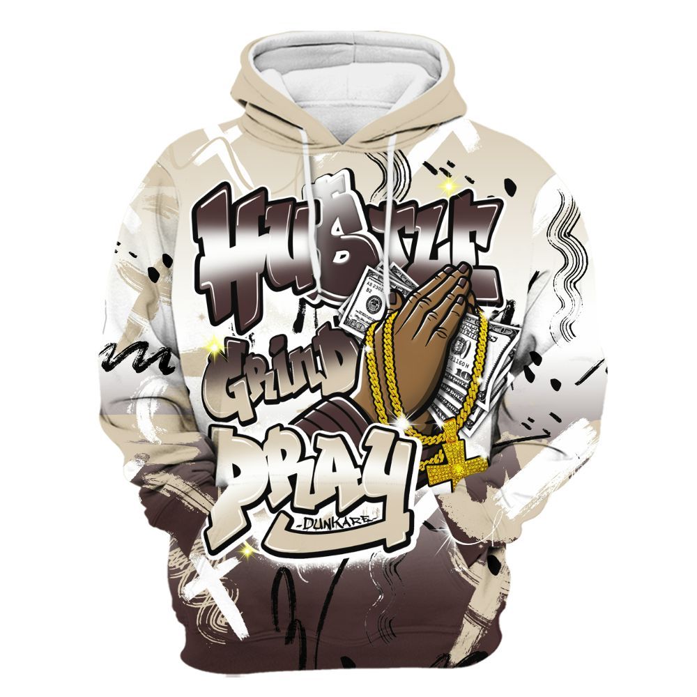 Hoodie To Match Burgundy Crush 3s - Money Hustle Grind Pray All Over Print