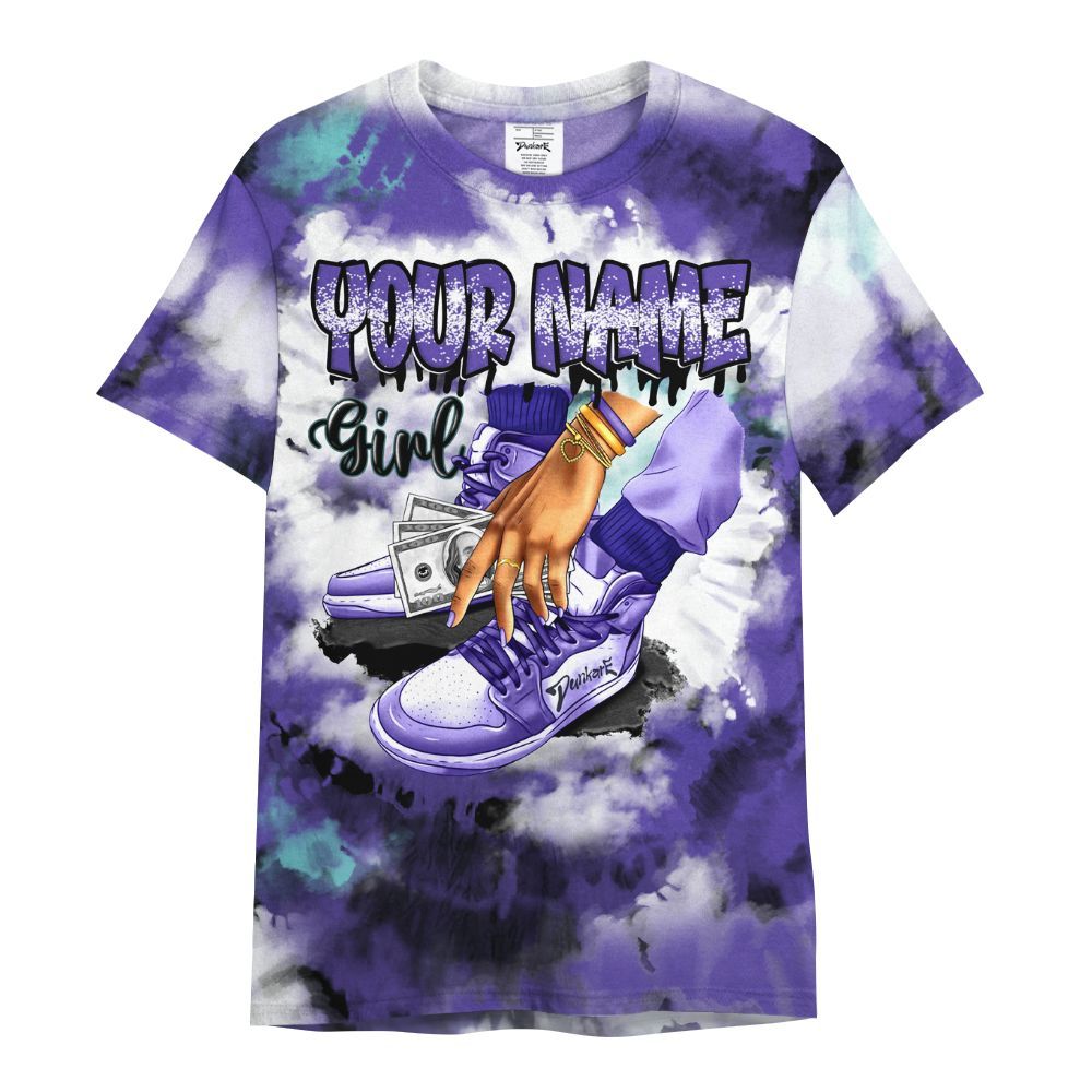 Shirt To Match Low Hornets 1s - Custom Name SNEAKER Girl Money Drip Tie Dye All Over Print