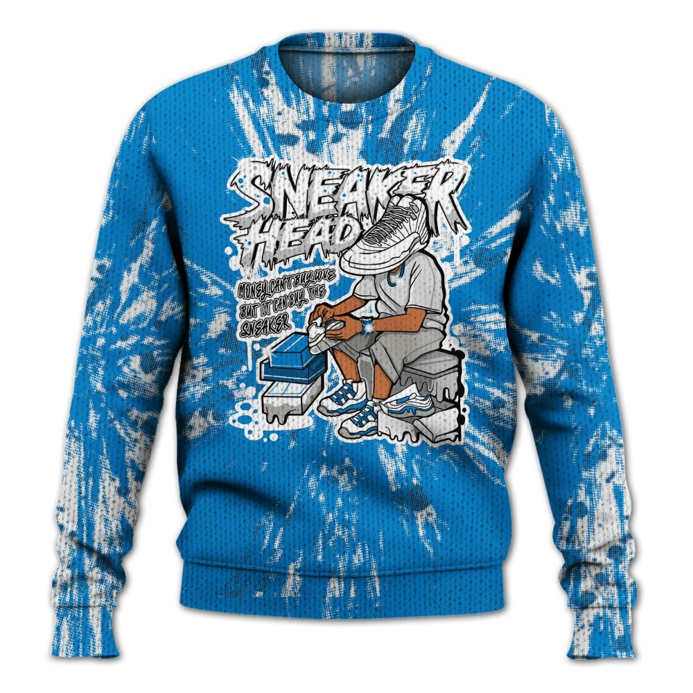 Knitted Sweater To Match Military Blue 4s - Sneakers Headache Graphic Luxury